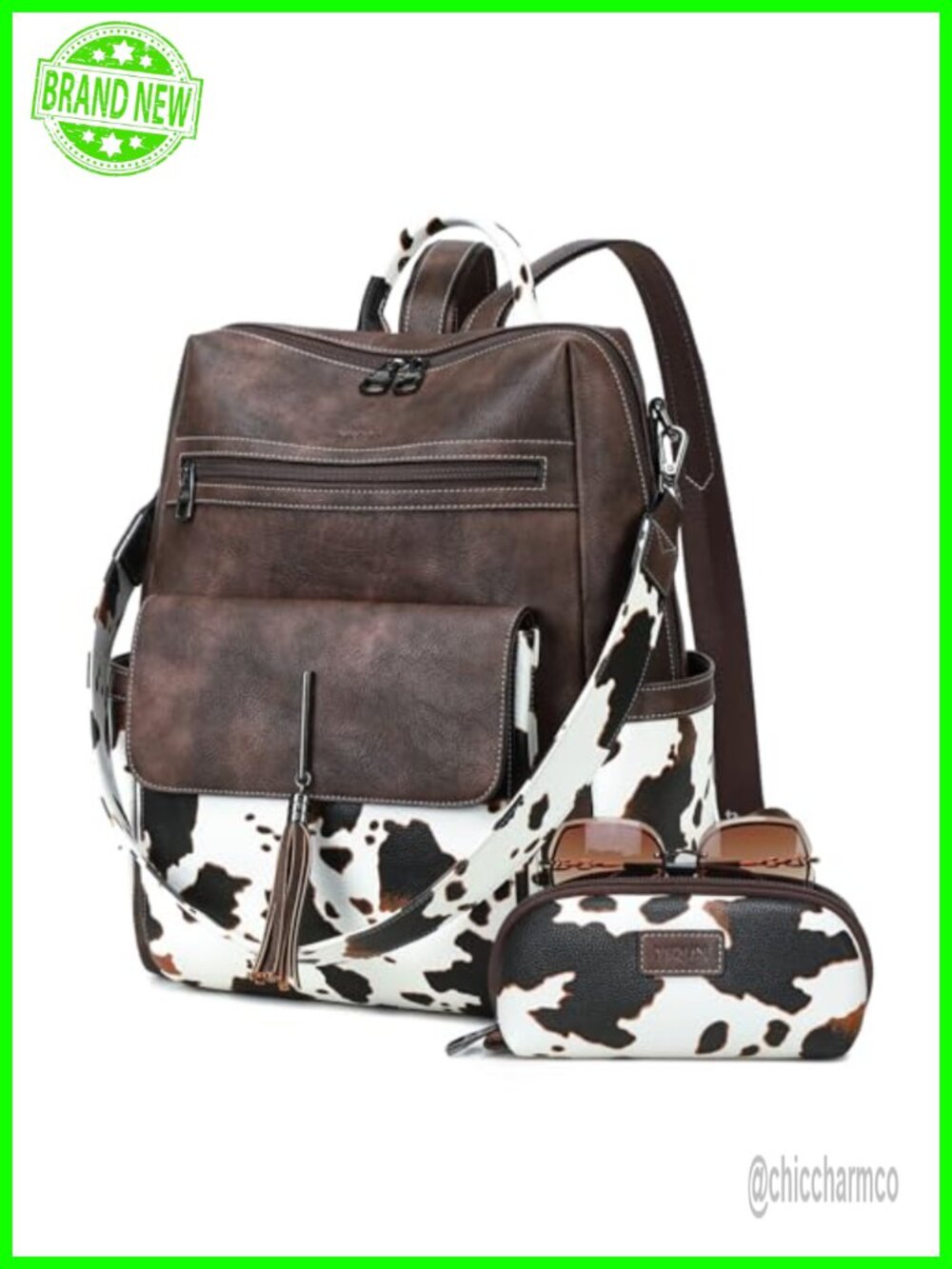 PU Leather Backpack Purse for Women Tassel Large Casual Daypack